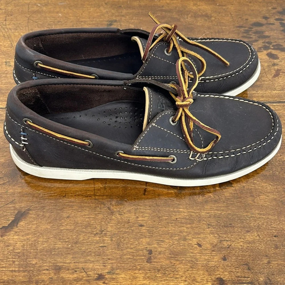 L.L. Bean Men's Brown Boat Shoes Leather Sail Dock Size 10 Outdoor Lake Water - Picture 5 of 15